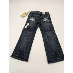 7 Seven Jeans Size 6 Y2K Straight Leg Adjustable Waistband 5 Pocket Rhinestones